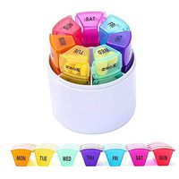 AWZSDF Round Portable 28 Grid Rainbow Pill Box - 7 Day Week Pill Planner Organizers & Medication Reminder with 4 Times a Day - Daily Compartments That is Ideal for Travel 2 pcs