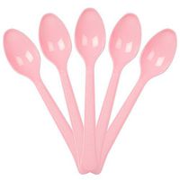 JAM PAPER Premium Utensils Party Pack - Plastic Spoons - Baby Pink Pastel - 48 Disposable Spoons/Pack