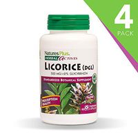 NaturesPlus Herbal Actives Licorice (DGL) Capsules (4 Pack) - 500 mg, 60 Vegan Capsules - Maximum Potency, Anti-Inflammatory, Stomach Reliever - Vegetarian, Gluten-Free - 60 Servings