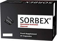 SORBEX Activated Charcoal Capsules - N20 - Ease GI Upset, IBS, Excess Gas, Poisoning, Diarrhea, Detox, Bloating