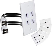 4 Ports 4K HDMI Wall Plate Outlet Cover with 6 Inch Female to Female High Speed HDMI Pigtail Cable for Video Game Systems,TV Boxes or Other HDMI/Ethernet Channel-Enabled Devices, White