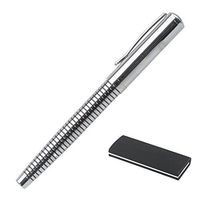 Cap-off/Twist-action Ballpoint Pen, Polished Chrome Finish With Black Enamel Color-filled Rings, Black Velvet Hinged Gift Box, Silver (Twist-action)