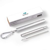 Bystream Collapsible Stainless Steel Straw, Telescopic Reusable Drinking Straw with Cleaning Brush, Slim Portable Case, and Keychain for Tumblers, Cups, Glasses and Jars