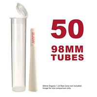 98MM Clear Doob Tubes | 50 Pack | Waterproof Airtight and Smell Proof Blunt Vial Container | Child Resistant with Squeeze Pop Tops | BPA-Free | Ideal for Storing Pre Rolled Raw Cones