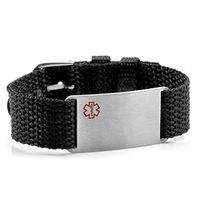 StickyJ USA Black Polyester Medical ID Bracelet 9 inch