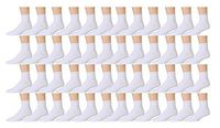 Yacht & Smith King Size Cotton Diabetic Crew & Ankle Socks, Loose Fit Top Non-Binding Medical Socks (48 Pack White Ankle, King (13-16))