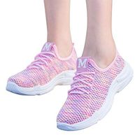 Veodhekai Women Flats Shoes Sport Running Sneakers Multicolor Anti-Slip Walking Sneakers Lace UP Shoes Students Pink