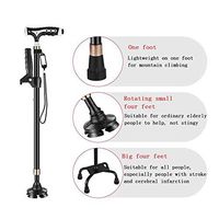 XIAOXIAO Retractable Crutch, Shock-Proof Height Adjustable with Lighting Function, Suitable for People with Training Or Walking Difficulties,Black