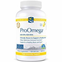 Nordic Naturals ProOmega - Fish Oil, 650 mg EPA, 450 mg DHA, High-Intensity Support for Cardiovascular, Neurological, Eye, Joint, and Immune Health*, Lemon Flavored, 120 Soft Gels