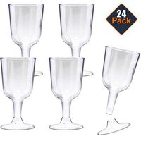 Disposable Wine Glasses For Parties ~ 24 Count Plastic Wine Glasses Bulk (Clear, 6.4 oz)
