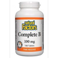 Natural Factors Complete Vitamin B, Time Release, 100 mg, 180 tabs