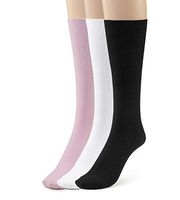 Silky Toes Women's Diabetic 3Pk Premium Soft Non-Binding Cotton Dress Socks (10-13, Black/Pink/White -3 Pairs)