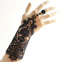 Wedding Black Pearl Womens Gothic Hand Lace Rose Bracelet Ring Jewelr FM Cute Stylish Charm Bracelets Fashion Charms Cheap Best Accessories