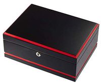Visol Hydra Black and Red Cigar Humidor with Free Laser Engraved Metal Plate (Roman Monogram)