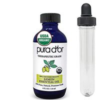 PURA D’OR Lemon Essential Oil (4oz / 118mL) USDA Organic 100% Pure Natural Therapeutic Grade Diffuser Oil Citrus Scented For Aromatherapy, Mood Uplift, Energy, Focus, Respiratory & Digestive Health