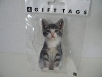 Grey White Kitty Cat Cut Out Die Cut Gift Tags