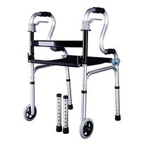 Lour Folding Walker with Wheel Aluminum Alloy Non-Slip Adjustable Height Lightweight and Portable Walker Suitable for The Elderly