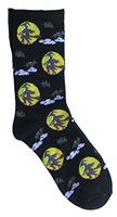 MeMoi Halloween Themed Witch Flying on Broom Stick in the Night Novelty Crew Sock