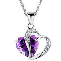 Cenglings Christmas Day Gifts for Women 'Love Heart' Necklace Pendant with Swarovski Crystals, Jewelry for Women, Gifts for Mom (Purple)