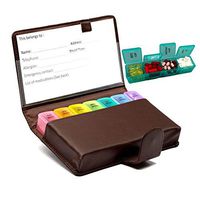 Pill Organizer 7 Day Medicine Box Weekly Large Travel Pills Case 4 Times a Day Medication Container Vitamin Fish Oil Holder with BN PU Leather Case to Protect from Light Fits in Purse by Zeteck