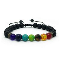Halo Vibe 7 Chakras Natural Lava Rock Stones Beads Bracelets for Anxiety and Stress Relief with Yoga, Meditation & Aromatherapy Essential Oil Diffuser Bracelets for Women, Men