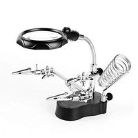 Hobby Magnifying Glass with Light Helping Hands Station with Led Light - 4X Free Magnifier Stand with Clamp and Alligator Clips - for Soldering, Assembly, Repair, Modeling, Hobby