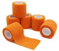 First Aid Self Adherent Cohesive Bandages, First Aid Tape Cohesive Wrap Bandage, Colorful Bandages(2 inches x 5 Yards,6 Packs,Orange)