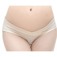 Meolin Bump Seamless Maternity Underwear Triangle Underwear Pregnancy Panties,Beige,L