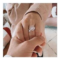 Women Ring Women Jewelry Rotating Zircon Ring Opening Adjustable Finger Rotating Zircon Ring Relieves Stress Rings Jewelry Accessory (B)