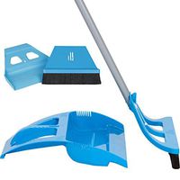 WISP Cleaning Set - One Handed Telescoping Broom with Electrostatic Bristle Technology and Self Sealing Foot Operated Dustpan & Bonus Whisk Hand Brush and Mini Dust Pan (Blue)