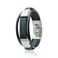 fitjewels Alta HR Bands Leather Replacement Band, Available in Black, Brown, Gold, Silver and Grey (Black, S-M (5.5-6.5 inch))