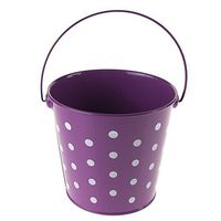 Polka Dot Metal Pail Buckets Party Favor, 5-inch (Purple)