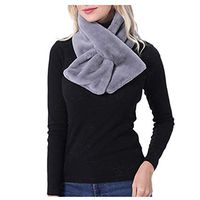 Theoylos Women's Plush Collar Scarf with Pull-Through Winter Soft Warm Neck Scarf Ladies Faux Fur Scarves Shawl Wraps Gray