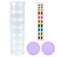 7 Day Pill Organizer Case Stackable Weekly Supplements Vitamins Pills Holder Dispenser Extra Large Clear Transparent with Label and 2 More Lids
