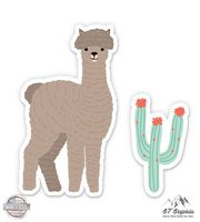 GT Graphics Cute Alpaca and Cactus Set - 3" Total Sheet Area - Vinyl Stickers - for Car Laptop I-Pad Phone Helmet Hard Hat - Waterproof Decals