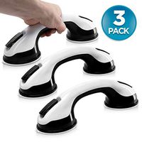 medical king grab bars Set of 3 - Powerful suction 12" shower grab bars, bathroom grab bars, bathtub grab bars - shower safety bars balance assistance especially for elderly, handicap, injury, or kids