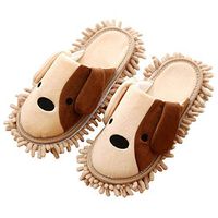 ATROPOS 1 Pair Detachable Mop Slippers Washable Mop Shoes Chenille Microfiber Reusable Cleaning Floor Slippers for Floor Dust Dirt Hair (Dog)