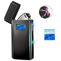 Dual Arc Plasma Lighter LED Display Windproof Flameless Electric Lighter USB Rechargeable Lighters for Candle Outdoors Adventure Camping Hiking (Black Ice)