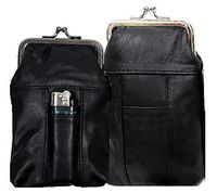 2pc Set Soft Leather Cigarette Case 100s+120s - BLACK
