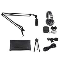 Audio Technica AT2020USB+ Podcast Podcasting Microphone+Headphones+Boom Arm