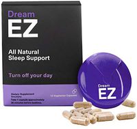 Dream EZ Natural Sleep Aid with 100% Valerian Root and Lemon Balm | Non-Habit Forming | Stress, Anxiety, Insomnia Relief Supplement | Immune Support + Chamomile, Melatonin, L-Tryptophan (12 Servings)