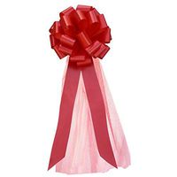 Large Red Wedding Pull Bows with Long Tulle Tails - 9" Wide, Set of 6, Healthcare Workers Support Ribbon, Valentine's Day, Christmas, Birthday, Fundraiser, Anniversary, Reception, Mother's Day