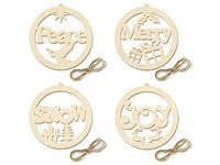 Large Assorted Wooden Paint Your Own DIY Hanging Christmas Tree Ornaments, Set of 4