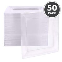 50 Plastic Square Plates - 4 Inch Clear Disposable Plates for Dessert, Salad or Appetizer, Bulk Set