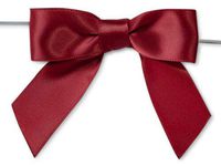 6ct. Pre-Tied Scarlet RED 3" Satin Gift Bows Wire Ties Ready-to-Use 7/8" Ribbon