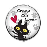 Crazy Cat Lover - Whimsical Cat Art Photo Pill Box - Charm Pill Box - Glass Candy Box