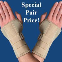 PAIR of Thermoskin Carpal Tunnel Braces with Dorsal Stay, Beige , Left & Right X-Small