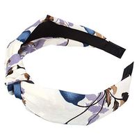 HNTDG Boho Flower Printing Twisted Cross Hair Band Bowknot Headband Wide Edge Chiffon Hair Band