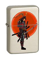Hat Shark Japanese Warrior Samurai w/Bloody Sword KGM Thunderbird Vintage Lighter - Metallic Green