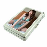Switzerland Pin Up Girls Swiss D2 Cigarette Case Lighter Smoking King Size Cigarettes Silver Metal Wallet 4" X 2.75" RFID Protection